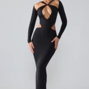 Oh Polly Black Long Sleeve Cut-Out Dress